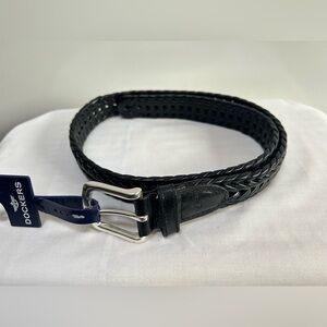 Dockers Braided Black Leather Belt Size 32